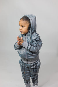Gray Holographic Polyester Tracksuit